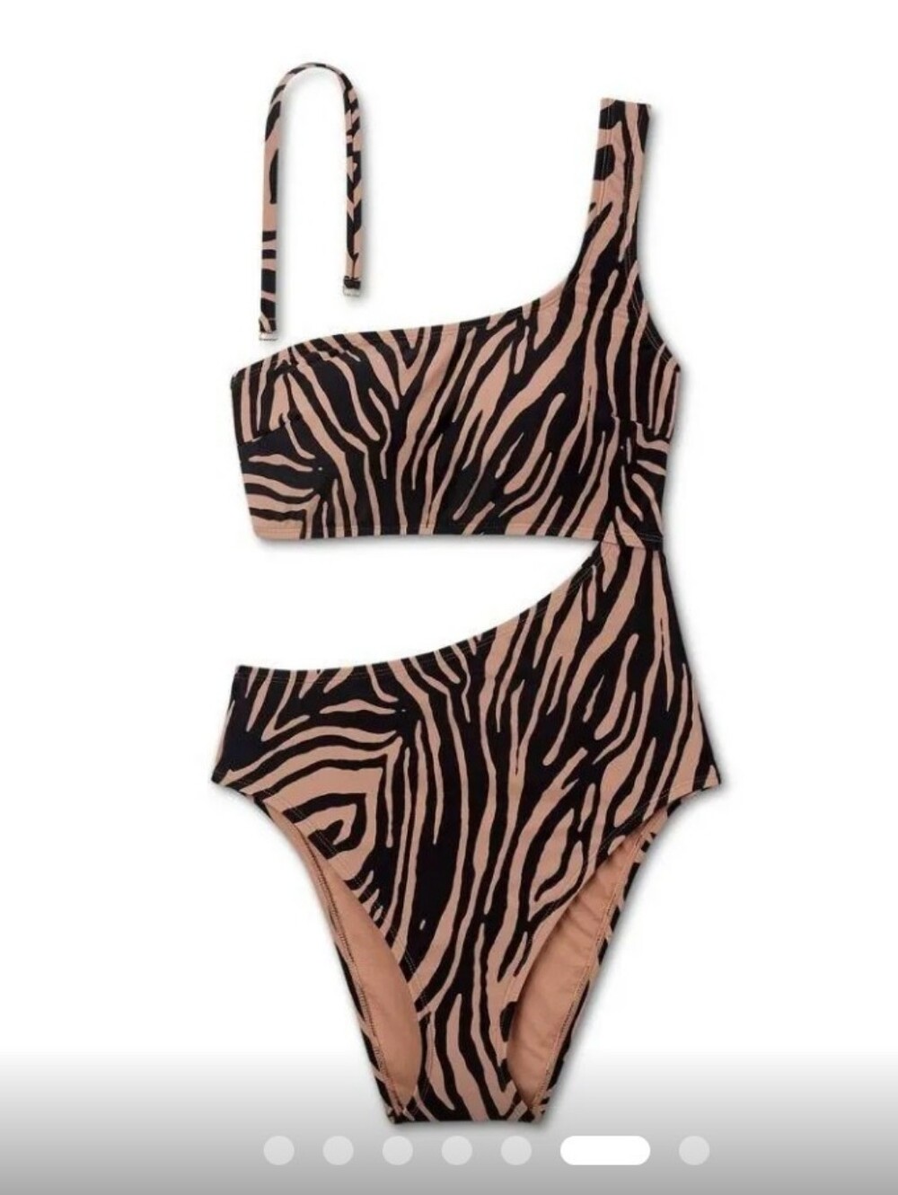 🚨 NWT Zebra One-Shoulder Cutout One-Piece Swimsuit